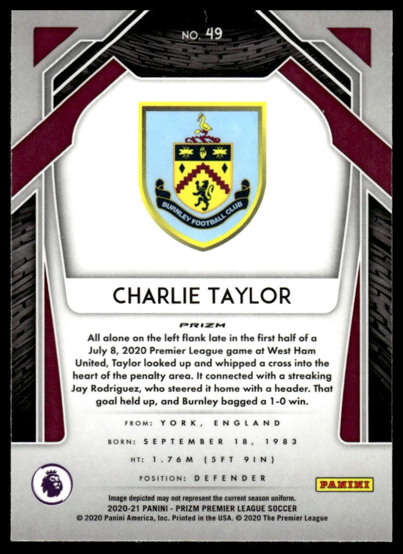 2020-21 Panini Prizm Premier League #49 Charlie Taylor Prizm Pulsar Bleu