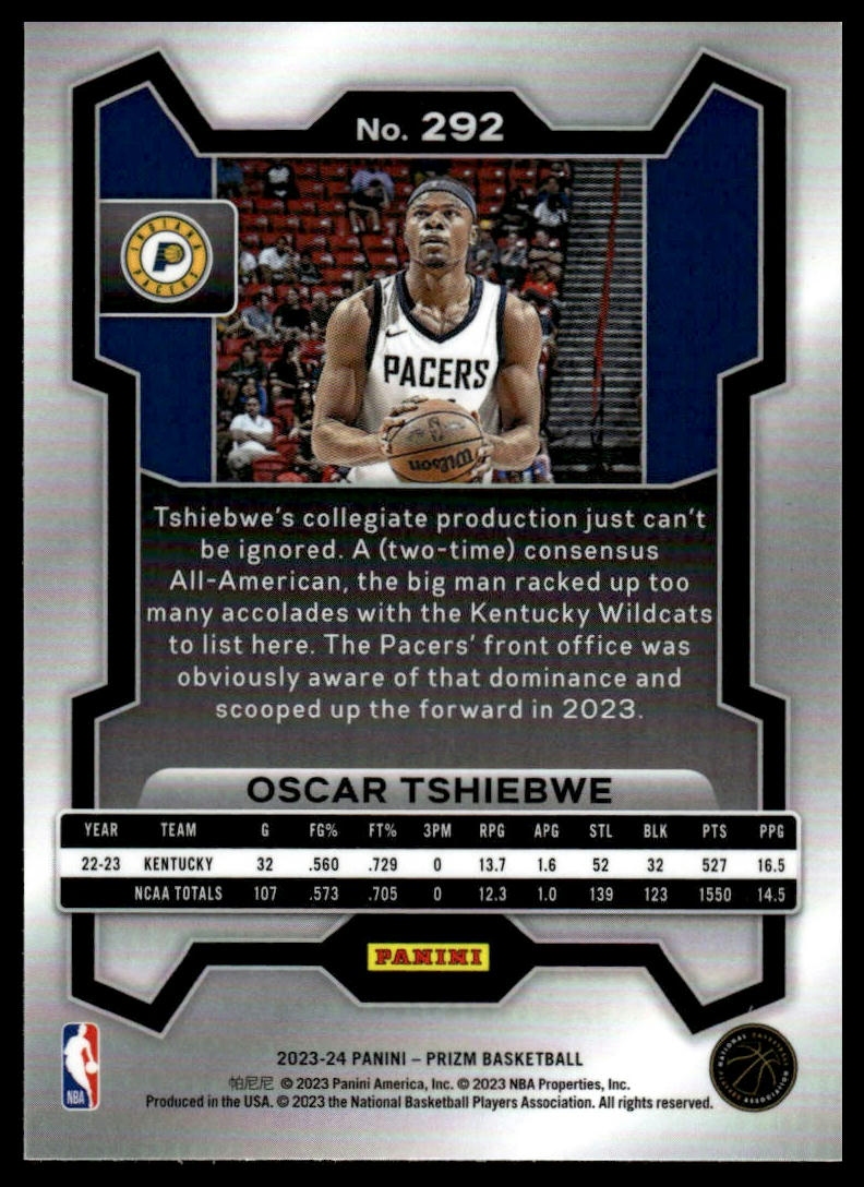 2023-24 Panini Prizm #292 Oscar Tshiebwe