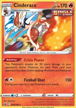 Cinderace - Chilling Reign (Holo Rare) [CRE-028]