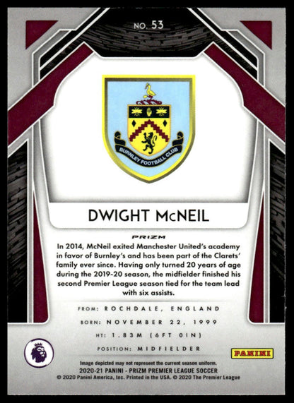 2020-21 Panini Prizm Premier League #53 Dwight McNeil Blue Pulsar Prizm