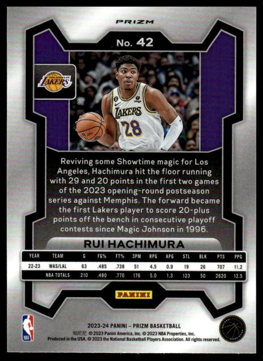 2023-24 Panini Prizm #42 Rui Hachimura Prizms Silver