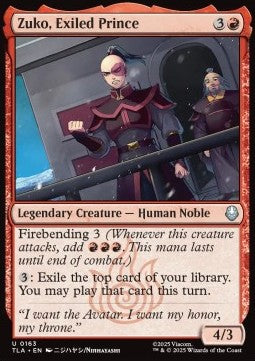 Zuko, Exiled Prince - Avatar: The Last Airbender (Uncommon) [TLA-163]